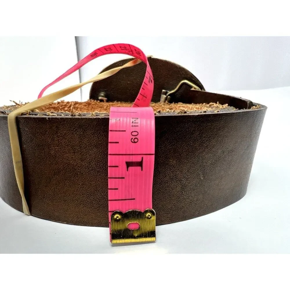Ivan Tahan Vintage Western Leather Belt Floral Beaded Buckle Boho S/M